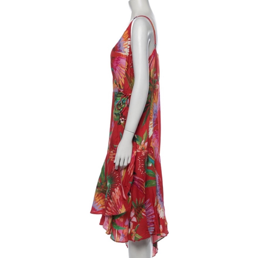 Red Asymmetrical Ruffled Sundress - Picture 3 of 3